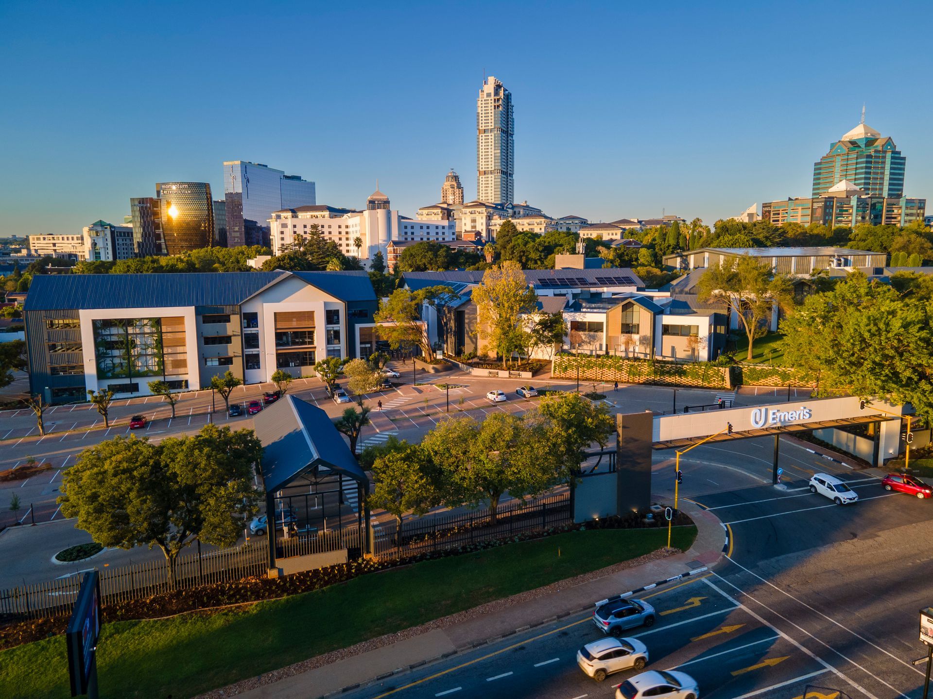 Elevated landscape view of the Emeris Sandton campus